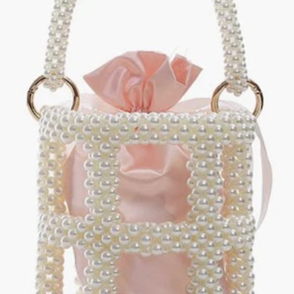 HANDMADE PEARL BEADED EVENING HANDBAG TOP HANDLE PURSE WITH INNERBAG & DUSTBAG - Picture 9 of 10